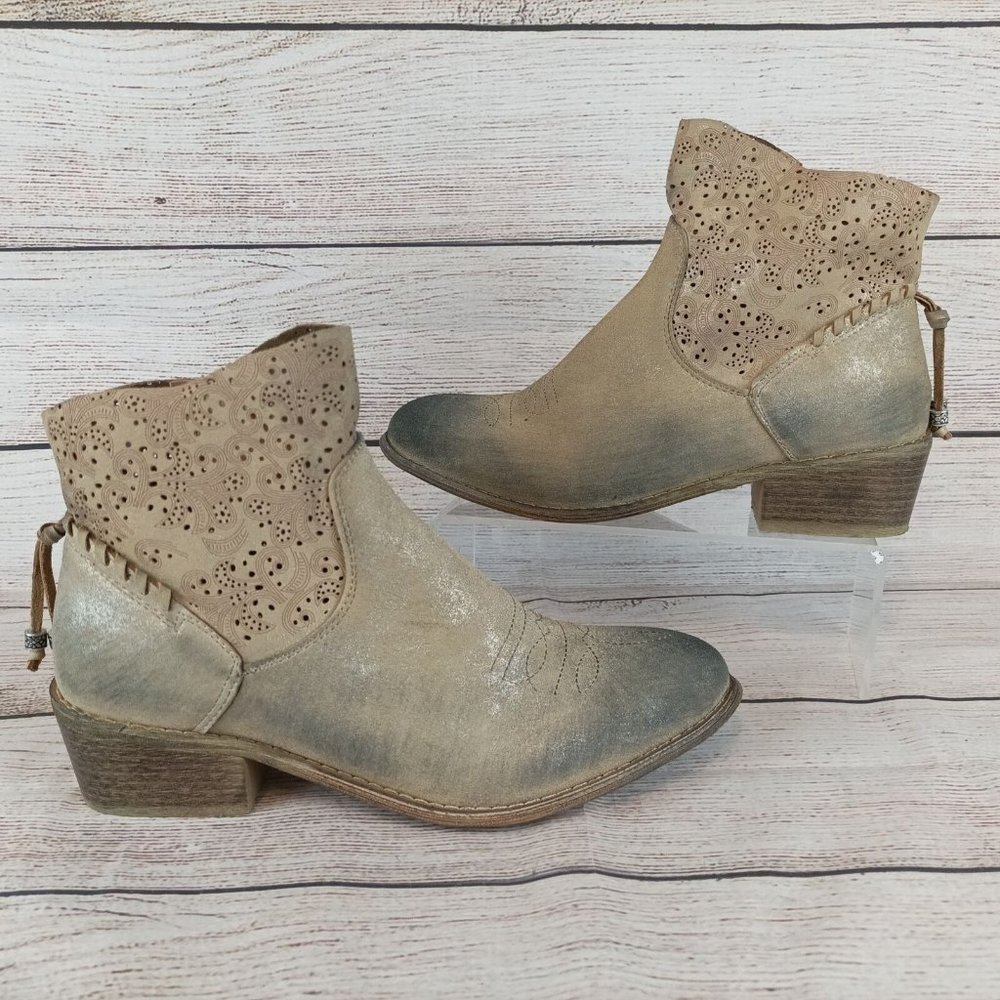 Boutique by Corkys Womens Dazzeling Booties Size 10 Tan Gray Zip